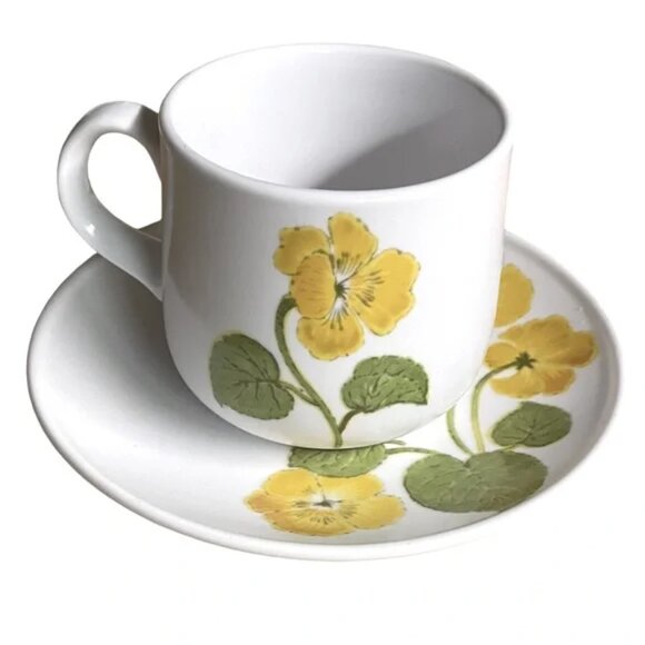 Vtg NORITAKE Japan "Flower Time" Pattern Cup and Saucer Yellow Floral China EUC - Picture 2 of 12